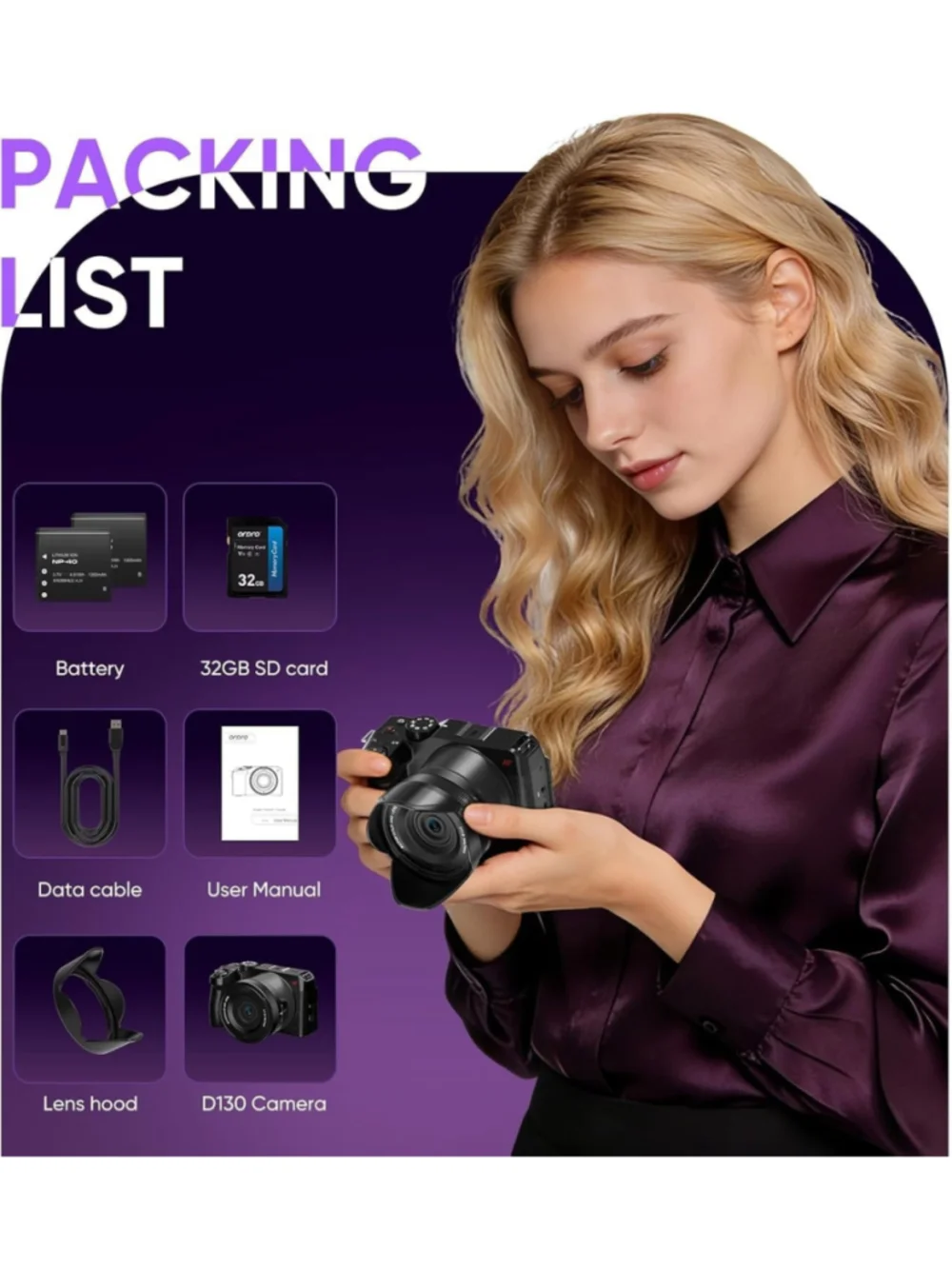 ORDRO 5K Digital Camera 80MP Autofocus Vlogging Camera 18X Zoom Flip Screen